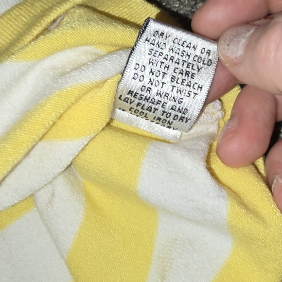 Yellow and White Striped top by the brand Caché size Medium - Picture 6 of 6